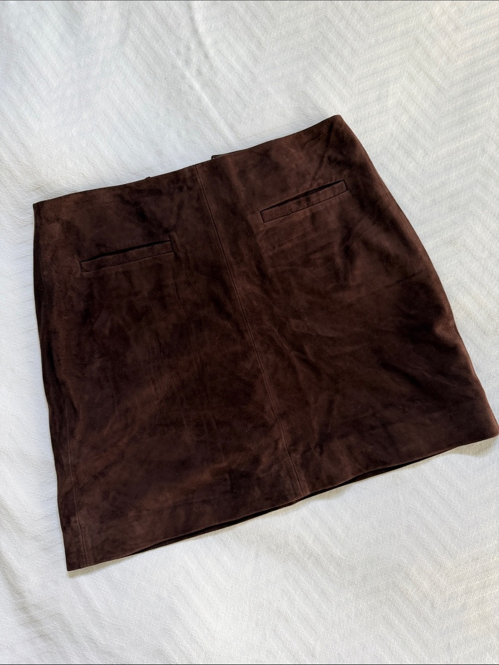 Theory Chocolate Brown Suede Mini Skirt